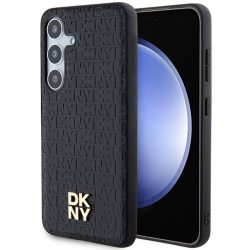   DKNY DKHMS24SPSHRPSK Leather Pattern Metal Logo MagSafe-kompatibilis tok Samsung Galaxy S24 - fekete