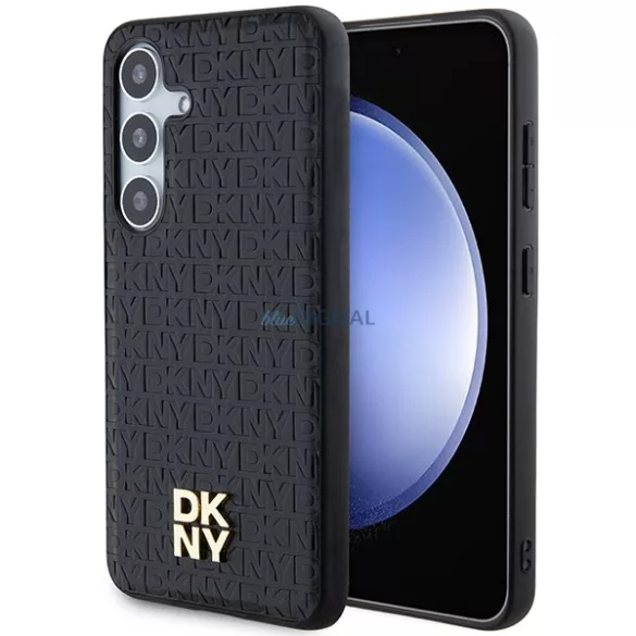 DKNY DKHMS24SPSHRPSK Leather Pattern Metal Logo MagSafe-kompatibilis tok Samsung Galaxy S24 - fekete