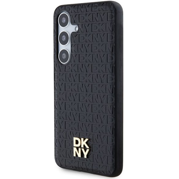 DKNY DKHMS24SPSHRPSK Leather Pattern Metal Logo MagSafe-kompatibilis tok Samsung Galaxy S24 - fekete