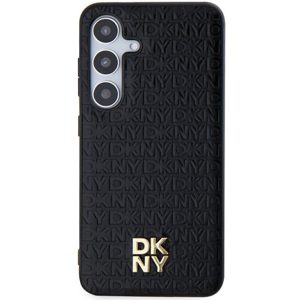 DKNY DKHMS24SPSHRPSK Leather Pattern Metal Logo MagSafe-kompatibilis tok Samsung Galaxy S24 - fekete