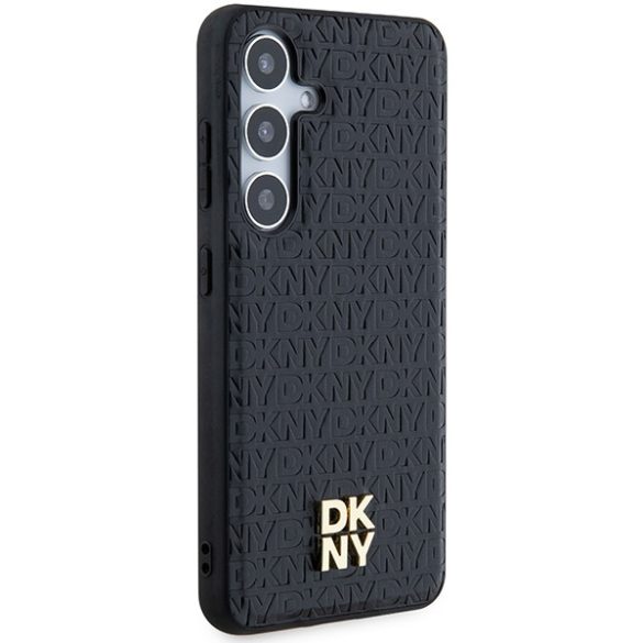 DKNY DKHMS24SPSHRPSK Leather Pattern Metal Logo MagSafe-kompatibilis tok Samsung Galaxy S24 - fekete