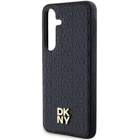 DKNY DKHMS24SPSHRPSK Leather Pattern Metal Logo MagSafe-kompatibilis tok Samsung Galaxy S24 - fekete