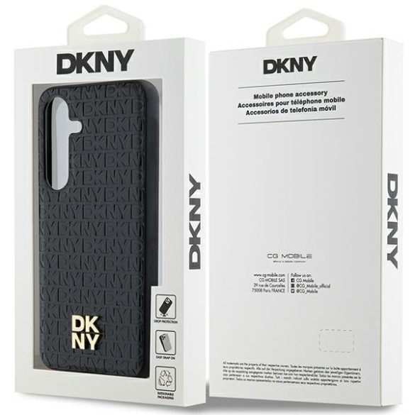 DKNY DKHMS24SPSHRPSK Leather Pattern Metal Logo MagSafe-kompatibilis tok Samsung Galaxy S24 - fekete