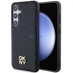   DKNY DKHMS24MPSHRPSK Leather Pattern Metal Logo MagSafe-kompatibilis tok Samsung Galaxy S24 Plus - fekete