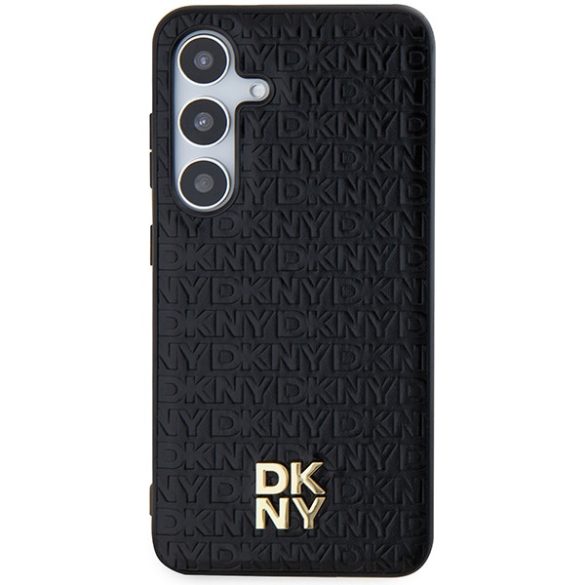 DKNY DKHMS24MPSHRPSK Leather Pattern Metal Logo MagSafe-kompatibilis tok Samsung Galaxy S24 Plus - fekete