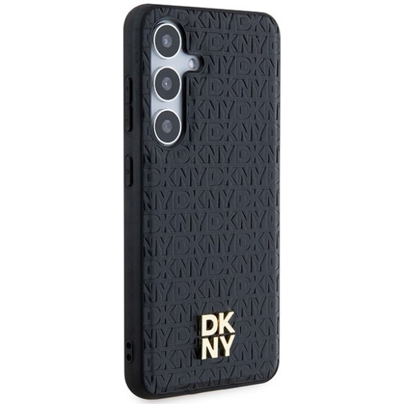 DKNY DKHMS24MPSHRPSK Leather Pattern Metal Logo MagSafe-kompatibilis tok Samsung Galaxy S24 Plus - fekete