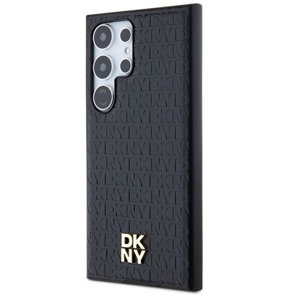 DKNY DKHMS24LPSHRPSK Leather Pattern Metal Logo MagSafe-kompatibilis tok Samsung Galaxy S24 Ultra - fekete