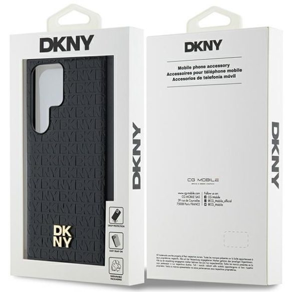 DKNY DKHMS24LPSHRPSK Leather Pattern Metal Logo MagSafe-kompatibilis tok Samsung Galaxy S24 Ultra - fekete