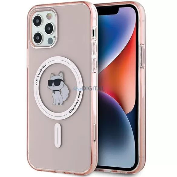 Karl Lagerfeld KLHMP12MHFCCNOP IML Choupette MagSafe-kompatibilis tok iPhone 12/12 Pro - rózsaszín