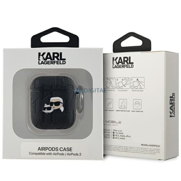 Karl Lagerfeld KLA2PGKCPK Monogram Karl & Choupette Head tok AirPods 1/2 - fekete