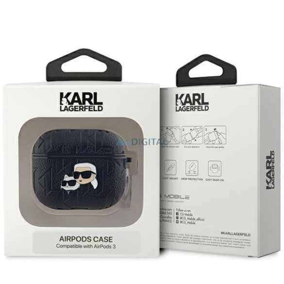 Karl Lagerfeld KLA3PGKCPK Monogram Karl & Choupette Head tok AirPods 3 - fekete