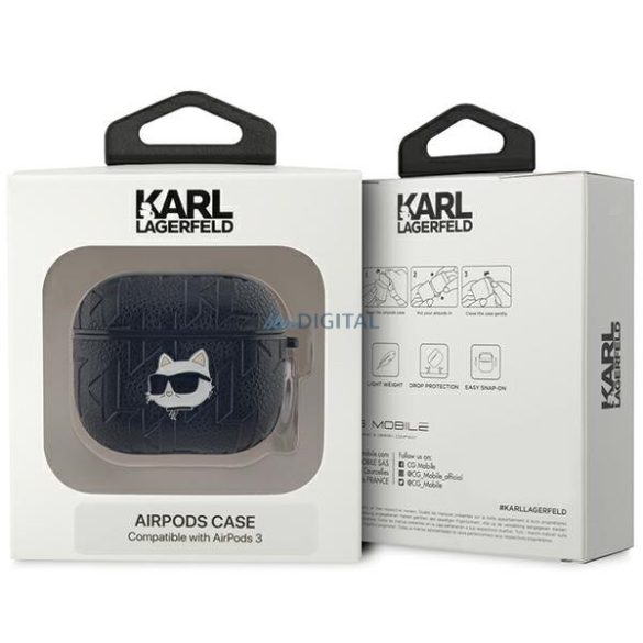 Karl Lagerfeld KLA3PGCHPK Monogram Choupette Head tok AirPods 3 - fekete