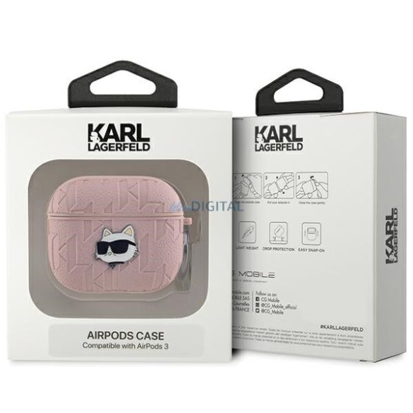 Karl Lagerfeld KLA3PGCHPP Monogram Choupette Head tok AirPods 3 - rózsaszín