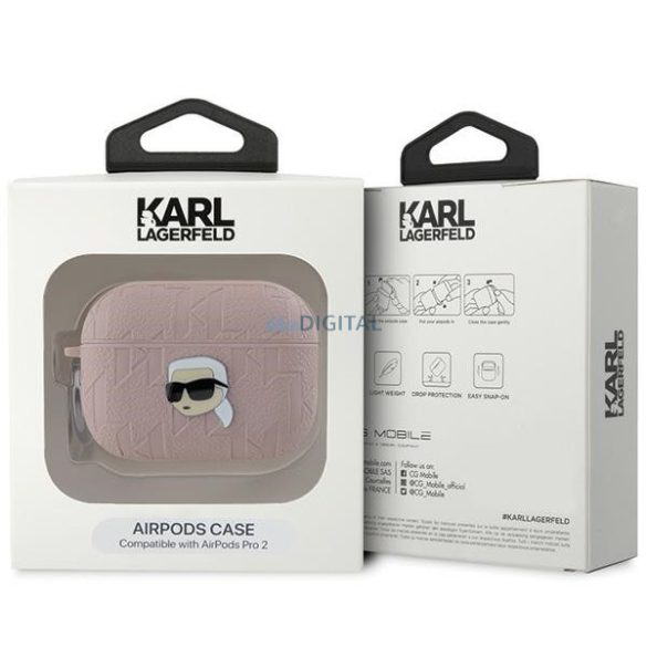 Karl Lagerfeld KLAP2PGKIPP Monogram Karl Head tok AirPods Pro 2 - rózsaszín