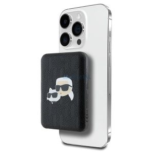 Karl Lagerfeld KLPB5FPGKSKCHK Karl&Choupette Head Pin MagSafe powerbank 15W 5000mAh - fekete