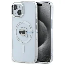   Karl Lagerfeld IML fém „Karl Head” MagSafe tok iPhone 15, fehér