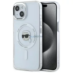   Karl Lagerfeld IML fém „Karl Head” MagSafe tok iPhone 15 Plus, fehér