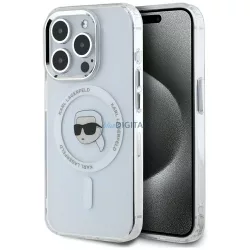   Karl Lagerfeld IML fém „Karl Head” MagSafe tok iPhone 15 Pro, fehér