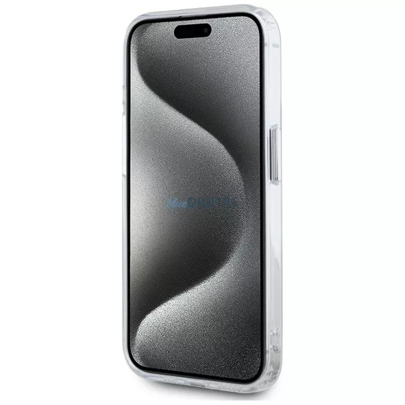Karl Lagerfeld IML fém „Karl Head” MagSafe tok iPhone 15 Pro, fehér