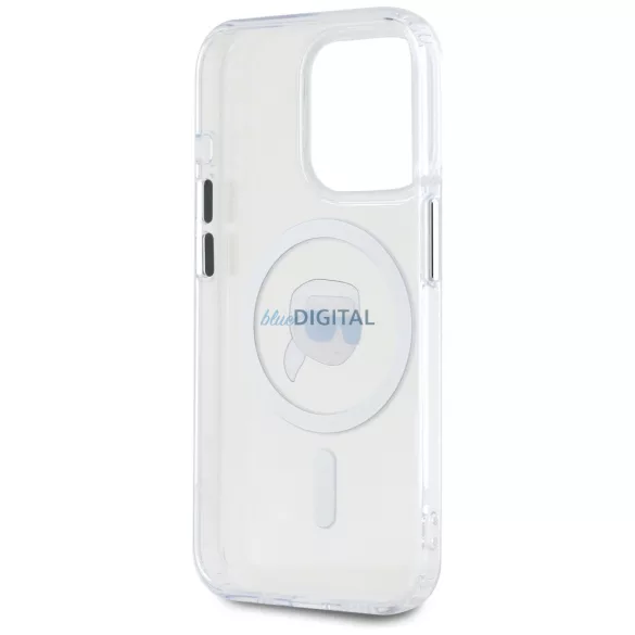 Karl Lagerfeld IML fém „Karl Head” MagSafe tok iPhone 15 Pro, fehér