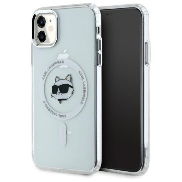 Karl Lagerfeld KLHMN61HLSCHH IML Metal Choupette Head MagSafe-kompatibilis keménytok iPhone 11 - fehér