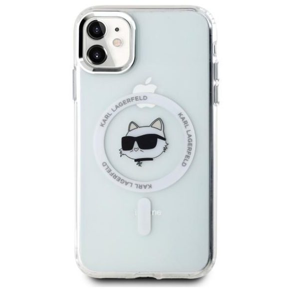 Karl Lagerfeld KLHMN61HLSCHH IML Metal Choupette Head MagSafe-kompatibilis keménytok iPhone 11 - fehér