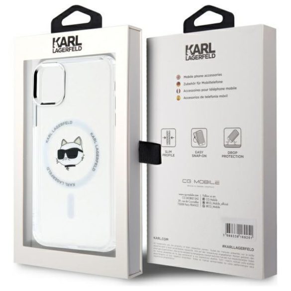 Karl Lagerfeld KLHMN61HLSCHH IML Metal Choupette Head MagSafe-kompatibilis keménytok iPhone 11 - fehér