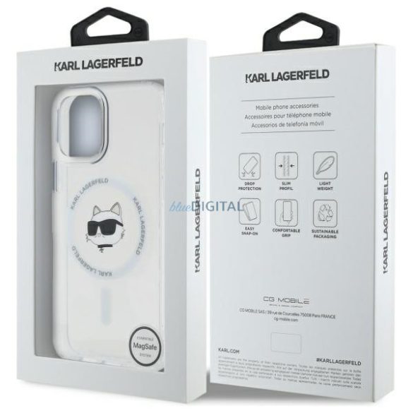 Karl Lagerfeld KLHMP12MHLSCHH IML Metal Choupette Head MagSafe-kompatibilis keménytok iPhone 12/12 Pro - fehér