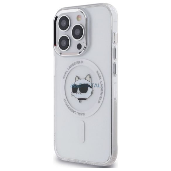 Karl Lagerfeld KLHMP13LHLSCHH IML Metal Choupette Head MagSafe-kompatibilis keménytok iPhone 13 Pro - fehér