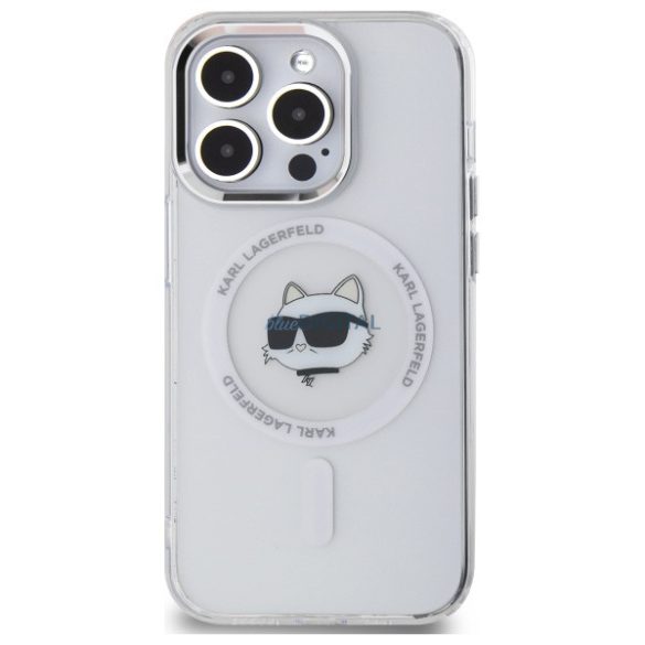 Karl Lagerfeld KLHMP13LHLSCHH IML Metal Choupette Head MagSafe-kompatibilis keménytok iPhone 13 Pro - fehér