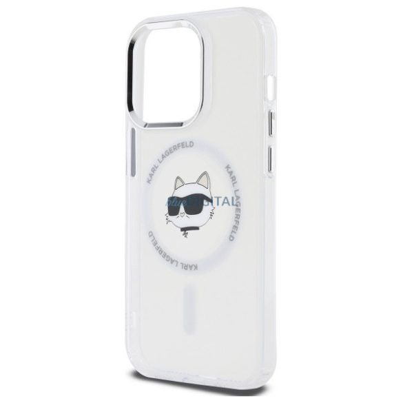 Karl Lagerfeld KLHMP13LHLSCHH IML Metal Choupette Head MagSafe-kompatibilis keménytok iPhone 13 Pro - fehér