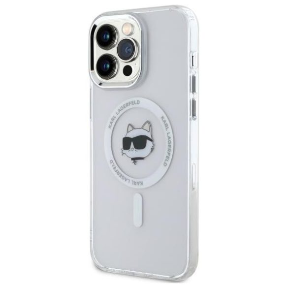 Karl Lagerfeld KLHMP13XHLSCHH IML Metal Choupette Head MagSafe-kompatibilis keménytok iPhone 13 Pro Max - fehér