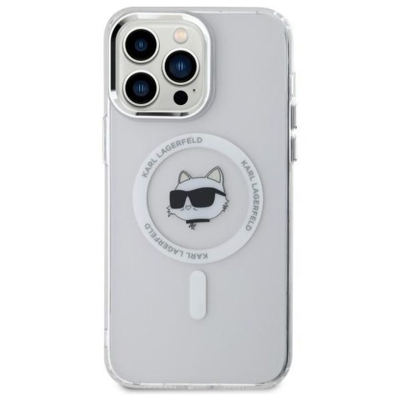 Karl Lagerfeld KLHMP13XHLSCHH IML Metal Choupette Head MagSafe-kompatibilis keménytok iPhone 13 Pro Max - fehér