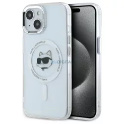   Karl Lagerfeld KLHMP15SHLSCHH IML Metal Choupette Head MagSafe-kompatibilis keménytok iPhone 15 - fehér