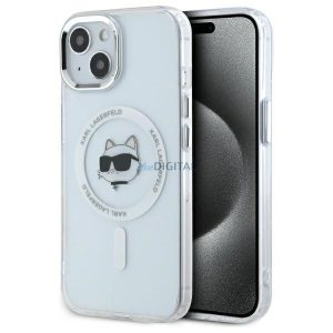 Karl Lagerfeld KLHMP15SHLSCHH IML Metal Choupette Head MagSafe-kompatibilis keménytok iPhone 15 - fehér