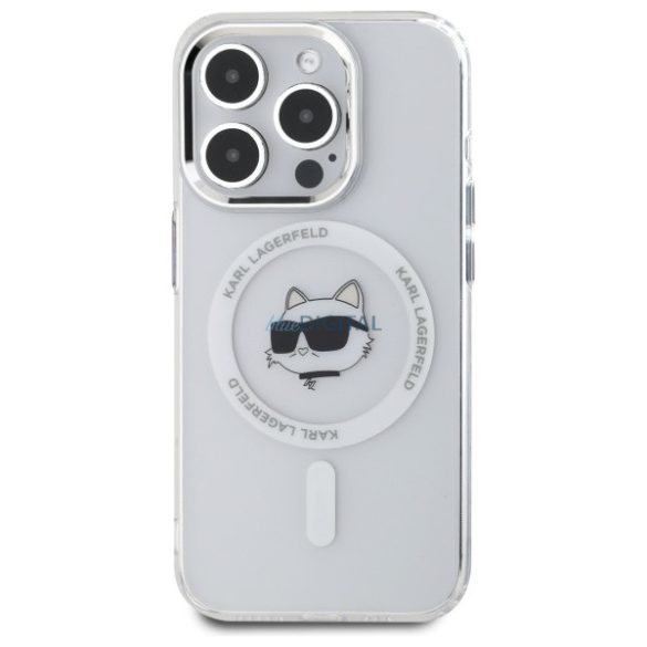 Karl Lagerfeld KLHMP15LHLSCHH IML Metal Choupette Head MagSafe-kompatibilis keménytok iPhone 15 Pro - fehér