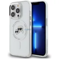   Karl Lagerfeld KLHMP14LHLSKCH iPhone 14 Pro 6,1" fehér keménytok, IML, fém, Karl és Choupette fej, MageSaf