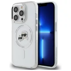   Karl Lagerfeld KLHMP14XHLSKCH IML Metal Karl&Choupette Head MagSafe-kompatibilis keménytok iPhone 14 Pro Max - fehér