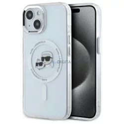   Karl Lagerfeld KLHMP15SHLSKCH IML Metal Karl&Choupette Head MagSafe-kompatibilis keménytok iPhone 15 - fehér