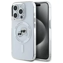  Karl Lagerfeld KLHMP15LHLSKCH IML Metal Karl&Choupette Head MagSafe-kompatibilis keménytok iPhone 15 Pro - fehér