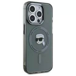   Karl Lagerfeld KLHMP15LHLSKIK IML Metal Karl Head MagSafe-kompatibilis keménytok iPhone 15 Pro - szürke átlátszó