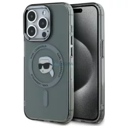   Karl Lagerfeld KLHMP15XHLSKIK IML Metal Karl Head MagSafe-kompatibilis keménytok iPhone 15 Pro Max - szürke átlátszó
