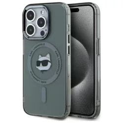   Karl Lagerfeld KLHMP15LHLSCHK IML Metal Choupette Head MagSafe-kompatibilis keménytok iPhone 15 Pro - szürke átlátszó