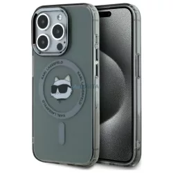   Karl Lagerfeld KLHMP15LHLSCHK IML Metal Choupette Head MagSafe-kompatibilis keménytok iPhone 15 Pro - szürke átlátszó