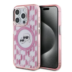  Karl Lagerfeld KLHMP15LHMCKMHP IML Monogram Karl&Choupette Head MagSafe tok iPhone 15 Pro - rózsaszín