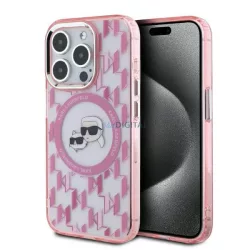   Karl Lagerfeld KLHMP15LHMCKMHP IML Monogram Karl&Choupette Head MagSafe tok iPhone 15 Pro - rózsaszín