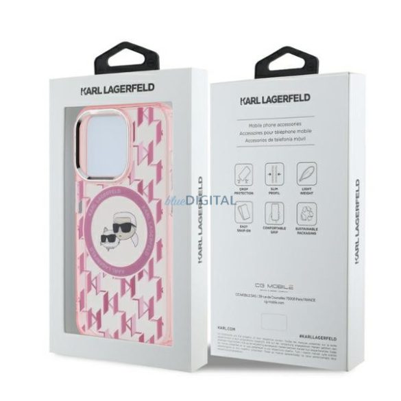 Karl Lagerfeld KLHMP15LHMCKMHP IML Monogram Karl&Choupette Head MagSafe tok iPhone 15 Pro - rózsaszín