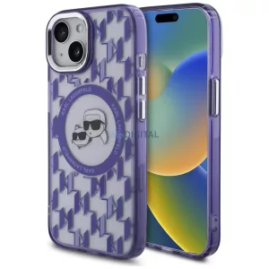 Karl Lagerfeld KLHMP15SHMCKMHU IML Monogram Karl&Choupette Head MagSafe tok iPhone 15 - lila