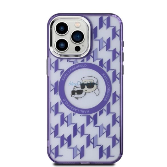 Karl Lagerfeld KLHMP15LHMCKMHU IML Monogram Karl&Choupette Head MagSafe tok iPhone 15 Pro - lila