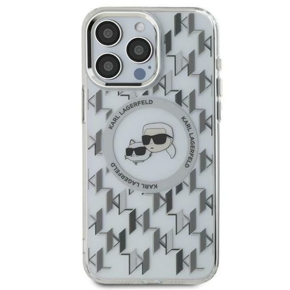 Karl Lagerfeld KLHMP15SHMCKMHT IML Monogram Karl&Choupette Head MagSafe tok iPhone 15 - átlátszó